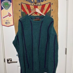 Vintage 90s JOSEPH BENJAMIN 100% Wool Green & Blue Stripped Sweater (L)